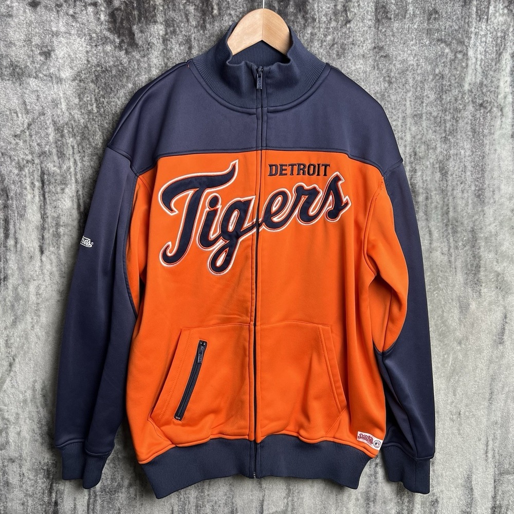Stitches MLB‎ Detroit Tigers Men's Full Zip Track Jacket Navy/Orange Large
